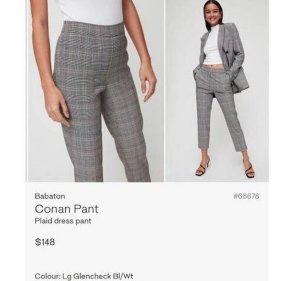 Aritzia Babaton Conan Pull On Plaid Crop Pant Size 2 - Picture 2 of 8